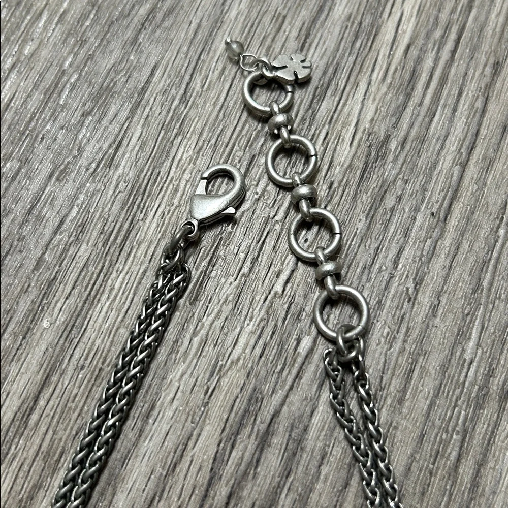 Lucky Brand Boho Statement Bib Necklace Silver Tone Mother of Pearl - Picture 4 of 6